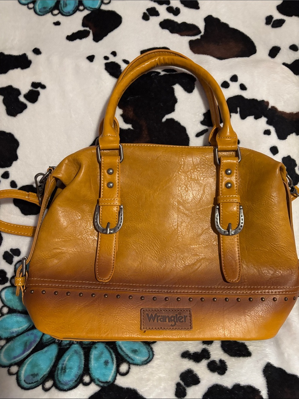 Wrangler Mustard Satchel with Buckle Accents